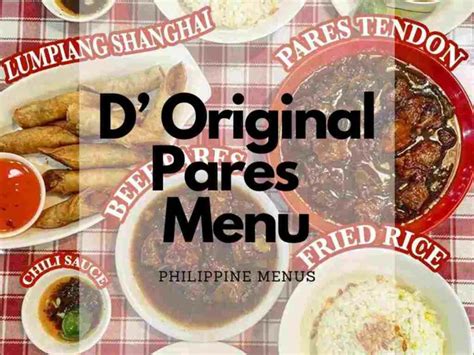 d original pares|D' Original Pares Menu Philippines (2024) — Philippine Menus.